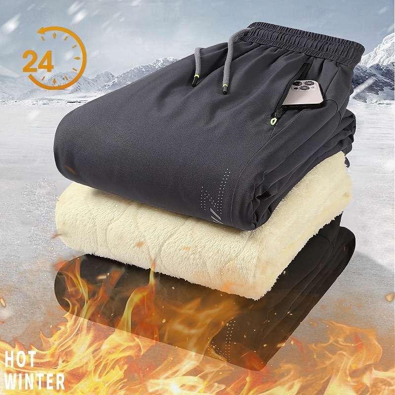 Men's Athletic Pants Fleece Pants Sweatpants Winter Pants Trousers Pocket Drawstring Elastic Waist Plain Comfort Warm Sports Outdoor Daily Fashion Casual Black Gray Micro-elastic 2026 - $26.99 –P1