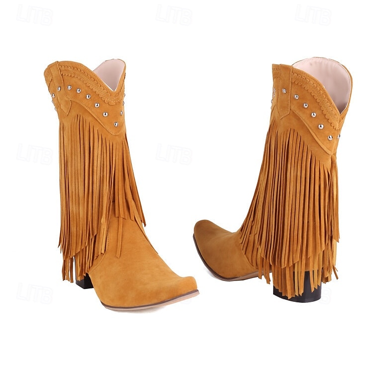 Retro vintage Hippie Jaren '70 Schoenen Westerse laars Hippie West Cowboy Kwastje Voor heren Dames Carnaval Maskerade Vakantie Feest / Uitgaan Alledaagse kleding Volwassenen Schoenen 2025 - €41.36 –P8