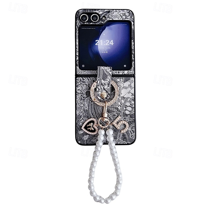 Phone Case For Samsung Galaxy Z Flip 7 Z Flip 6 Z Flip 5 Z Flip 4 Z Flip 3 Back Cover with Wrist Strap Shockproof Retro PC PU Leather 2025 - $20.99 –P8
