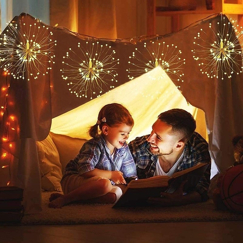 4db napelemes tűzijáték lámpák, napelemes pálya lámpák 360 led távirányítóval 8 mód, vízálló kültéri lámpák kertbe, udvarba, teraszra, sétányra, karácsonyi és ünnepi díszekre 2025 - $28.99 –P14