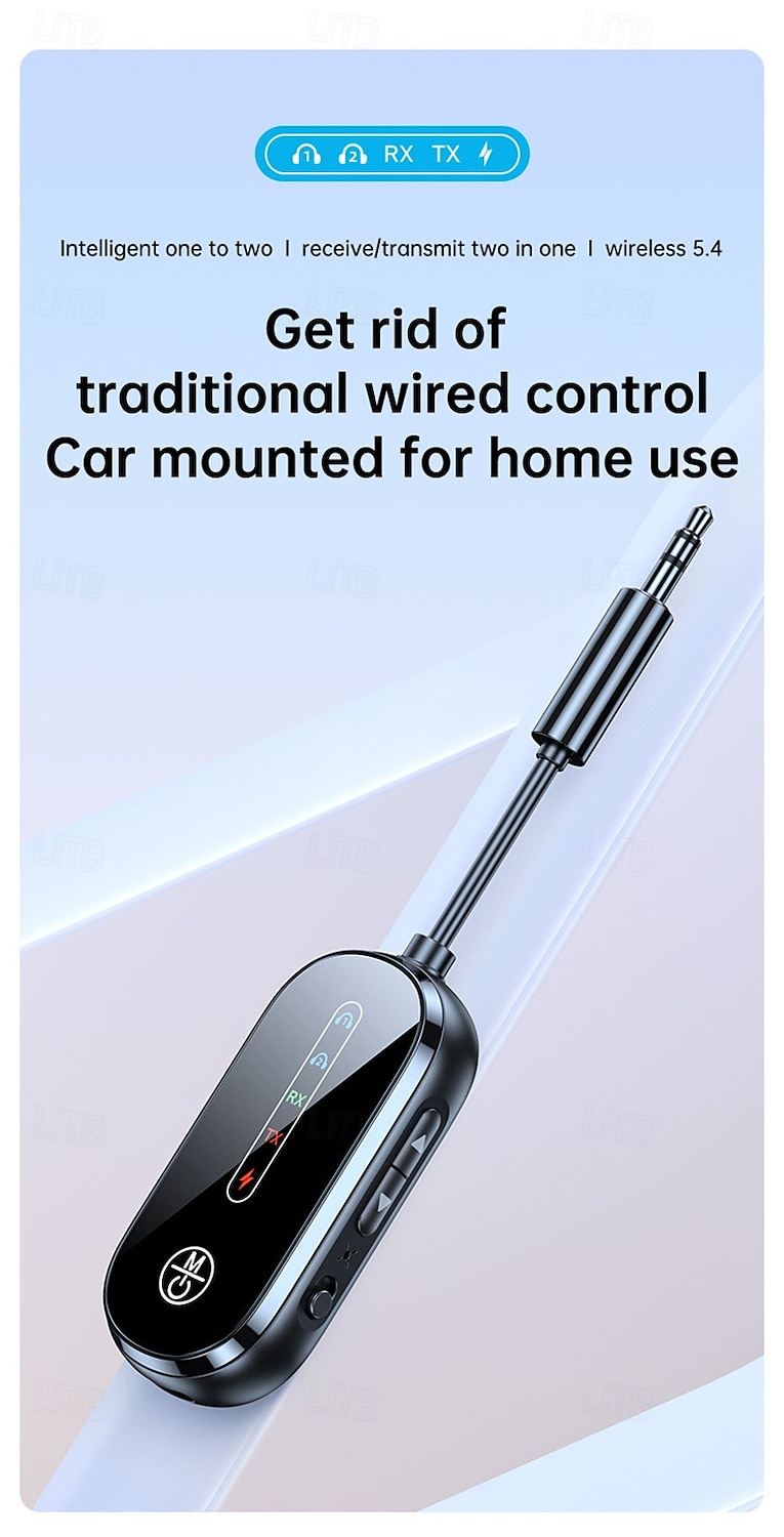 New Bluetooth 5.4 receiving transmitter car AUX two-in-one aircraft TV dedicated wireless transmitter one for two 2025 - $33.99 –P1