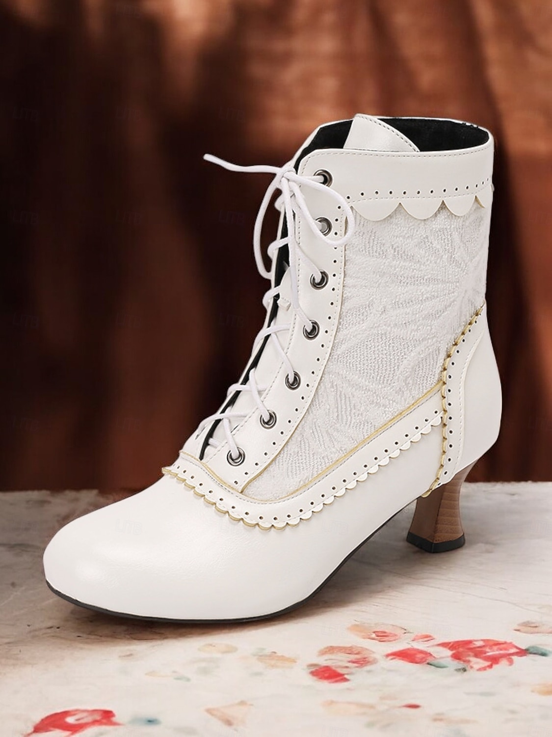 Women's Brown Lace-Up Victorian Ankle Boots with Lace Design and Kitten Heel – Vintage Style for Cosplay or Everyday Wear 2025 - $59.99 –P11