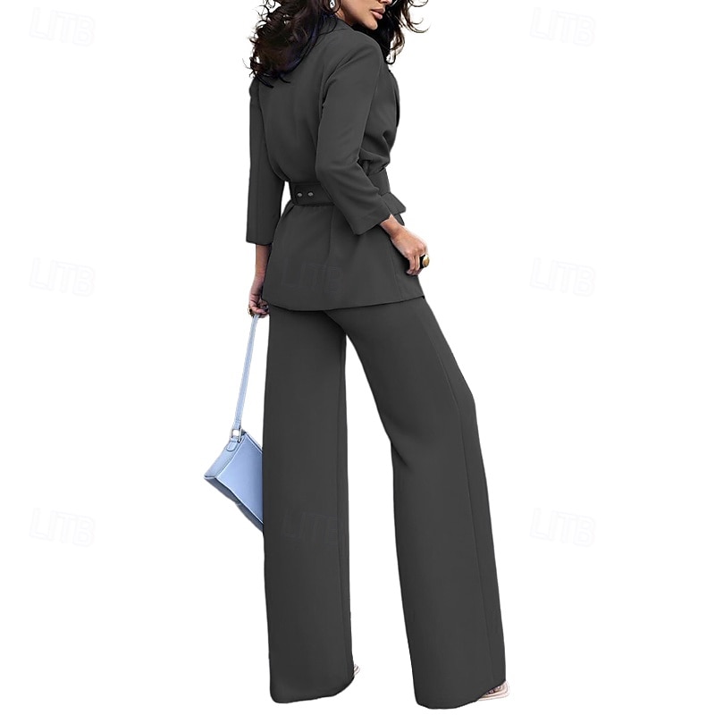 Mujer Trajes Formal Botón Color sólido Cómodo Moda Ajuste regular Ropa de calle Primavera Negro S 2025 - $88.99 –P9