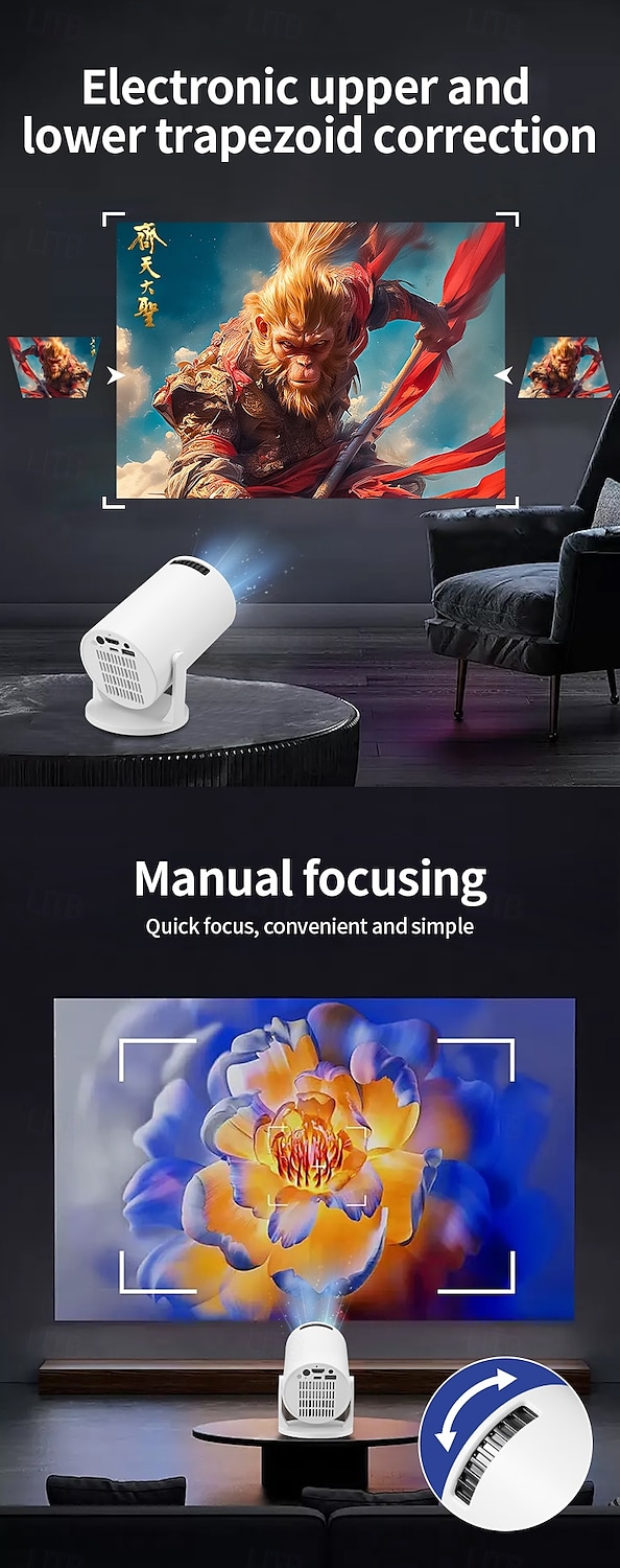 LED Мини-проектор Встроенный динамик Ручная фокусировка Видеопроектор для домашнего кинотеатра Синхронизация экрана смартфона 1080P (1920x1080) 50 lm Android 10.0 Совместим с USB 2025 - $63.99 –P8