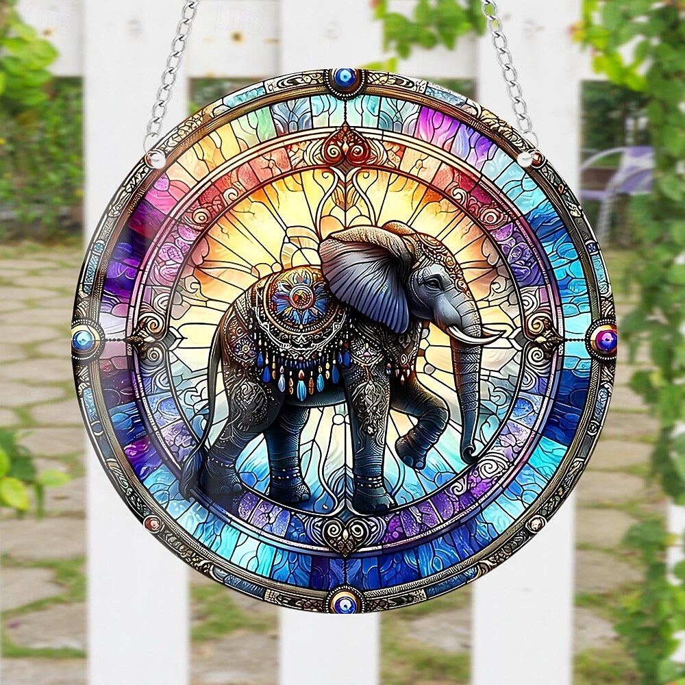 cartello da parete rotondo in alluminio art nouveau elefante 8x8" - uv &resistente ai graffi, facile da appendere, decorazione per il soggiorno del 2025 a $5.49 -P4