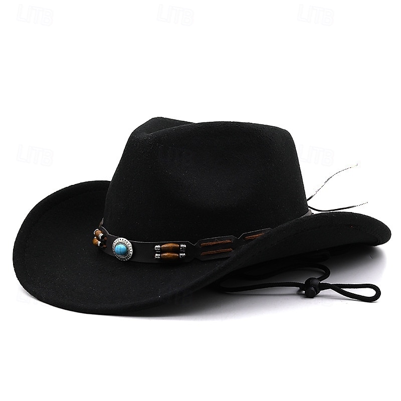 Férfi Kentucky Derby Hat Szalmakalap Cowboy kalap Fedora Trilby kalap Fekete Bor Gyapjú Régies stílus Divat 18. század Texas állam Napi Témakör Egyszínű / Sima szín Fényvédő Szerepjáték 2026 - $20.99 –P4