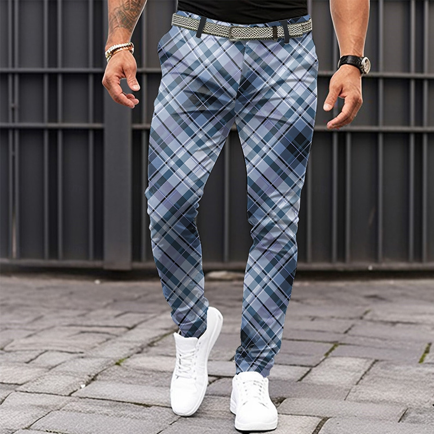 Homme Plaid pantalon de costume Taille médiale Vêtement décontracté Formel Quotidien Zippé Poche Eté Printemps Automne 3D effet Noir Bleu Kaki de 2025 ? $29.99 –P3