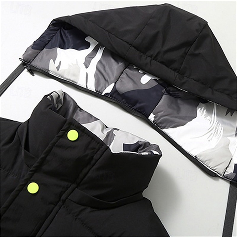 Herren Puffer Weste Kapuzenweste Gepolstert Weste Steppweste Täglich Verabredung Urlaub Modisch Brautkleider schlicht Herbst Winter Tasche Polyester warm halten Komfortabel Graphic Reisverschluss Mit 2025 - $39.99 –P7