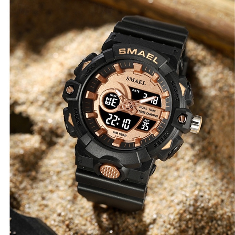 Reloj electrónico de cuarzo Smael de nueva moda para hombre, con decoración deportiva y de ocio, luz nocturna, resistente al agua, calendario, pantalla semanal, reloj despertador para hombre 2025 - $27.99 –P4