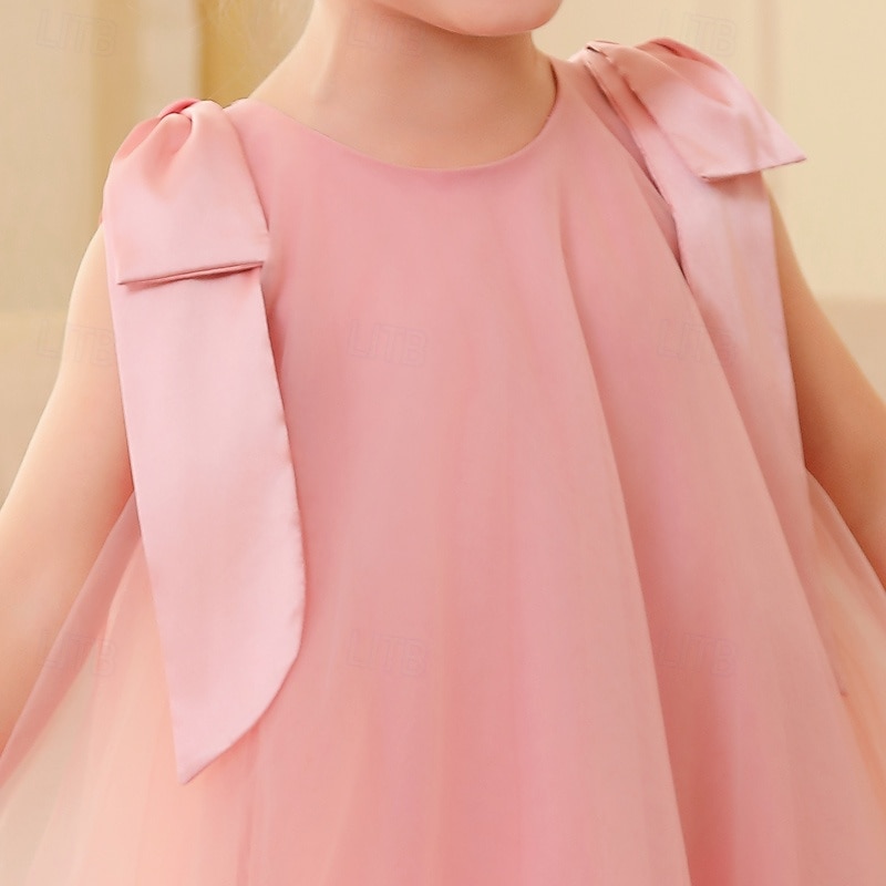 kinderkleidung Mädchen Party Kleid Feste Farbe Blumen Ärmellos Hochzeit Besondere Anlässe Gitter bezaubernd Süß Polyester Knielang abendkleider Sommer Frühling Herbst 3-12 Jahre Rosa 2025 - $27.99 –P3