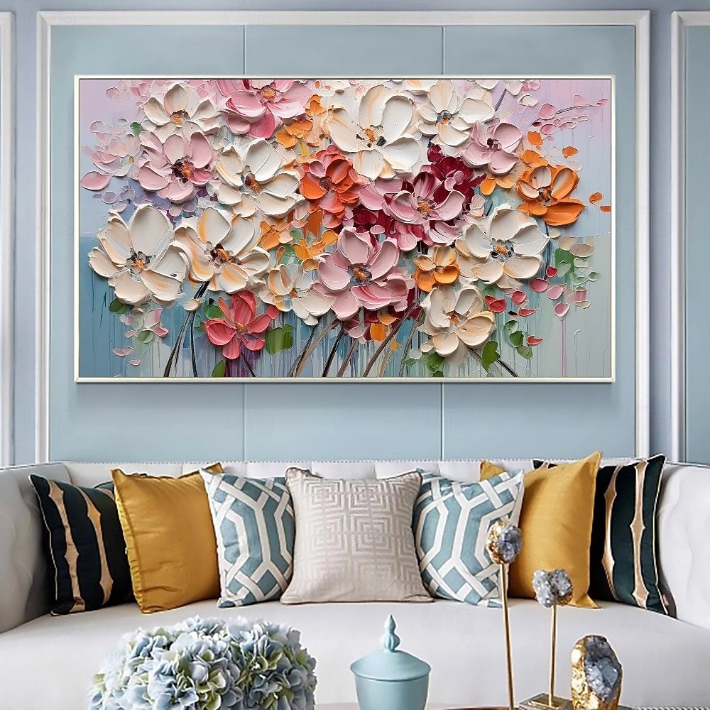3D-Blumenölgemälde, handgemaltes 3D-Blumengemälde, handgefertigtes Palettenmesser, Blumen-Ölgemälde, Wandkunst, großes 3D-Strukturgemälde, moderne dekorative Gemälde, impressionistisches abstraktes 2025 - $69.99 –P7
