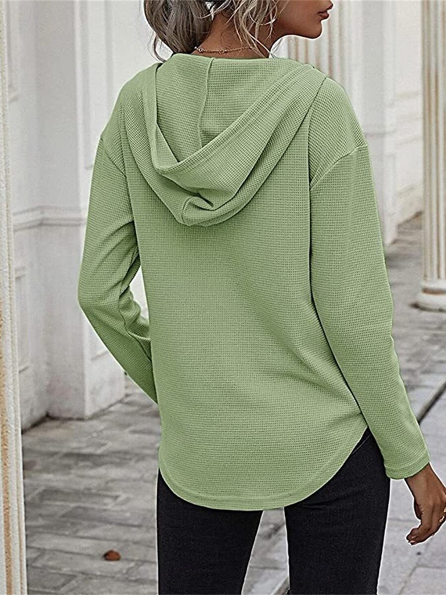 Damen Hemd Bluse Feste Farbe Basic Brautkleider schlicht Langarm Mit Kapuze Normale Oberteile Täglich Schwarz Rosa Grün Herbst Winter 2025 - $36.99 –P2
