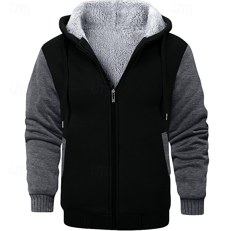Per uomo Felpa con cappuccio Felpa con cappuccio a zip intera Felpa con cappuccio in pile Rosso bordeaux Nero Rosso Blu marino Grigio chiaro Con cappuccio Liscio Sportivo Giornaliero Per eventi del 2025 a $37.99 –P1