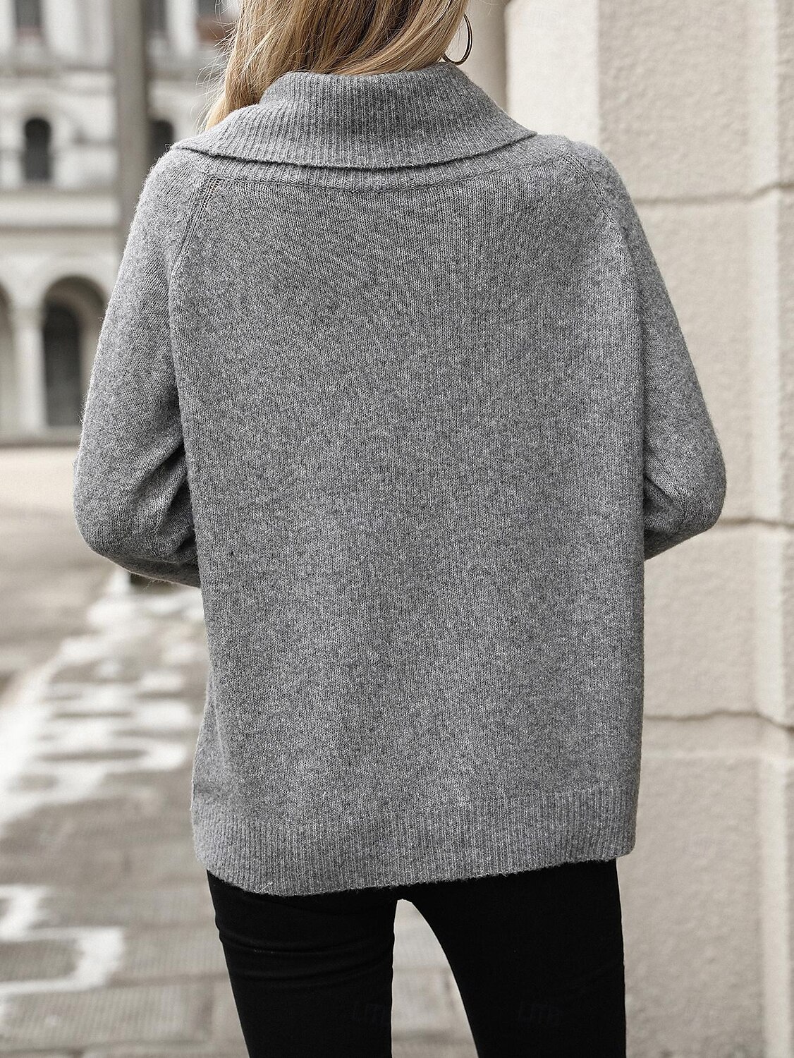 Dames Trui Streetwear Dagelijks Casual Effen Kleur Wijde col Gebreid Lange mouw Normale tops breien Werk Blozend Roze Khaki Herfst Winter 2025 - $54.99 –P3