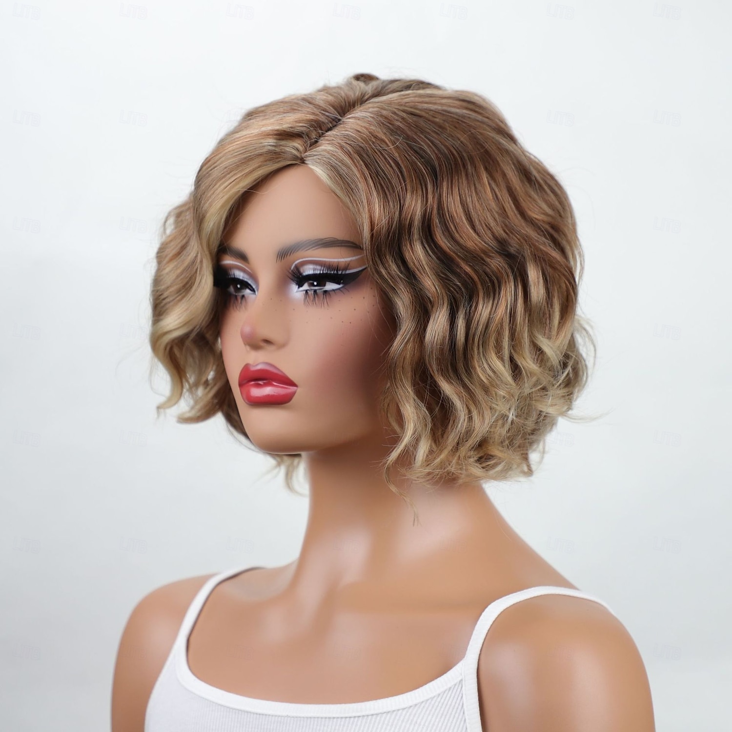Synthetische pruiken Gekruld Met pony Pruik Kort Ombre bruin Synthetisch haar Dames Bruin 2025 - $24.99 -P5