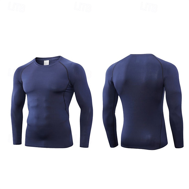 Men's Running T-Shirt Compression Shirt Long Sleeve Tee Tshirt Casual Athleisure Fall Breathable Quick Dry Gym Workout Running Walking Sportswear Activewear Solid Colored Black White Blue 2025 - $16.99 –P9