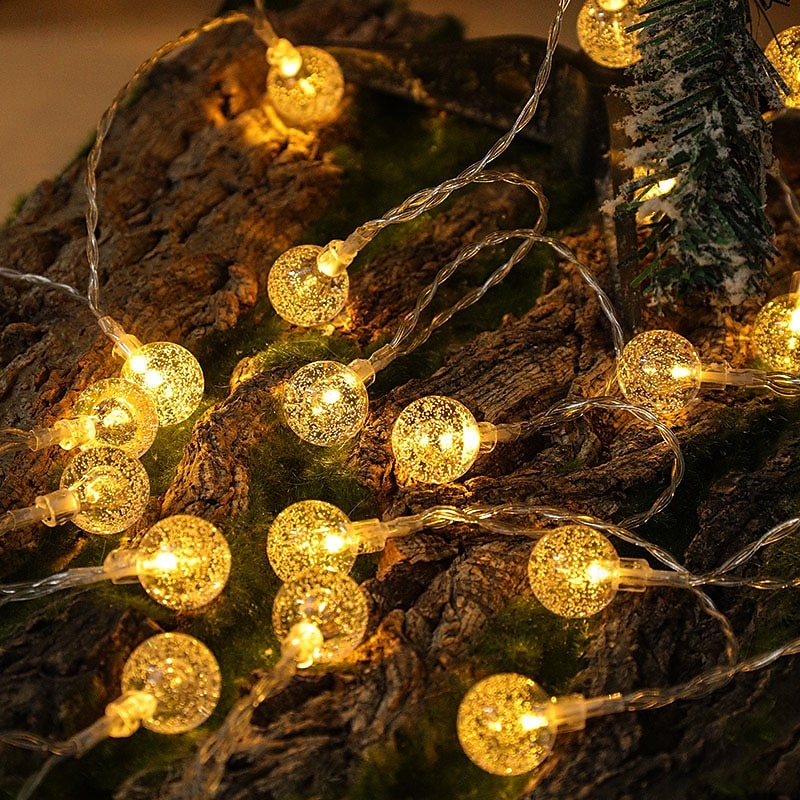 luci di natale a forma di palla di cristallo, luci di fata a forma di bolla, 5 m, 50 LED, alimentate a batteria, ghirlande, luci per albero di natale, capodanno, festa, casa, giardino, balcone, del 2025 a $12.99 –P9