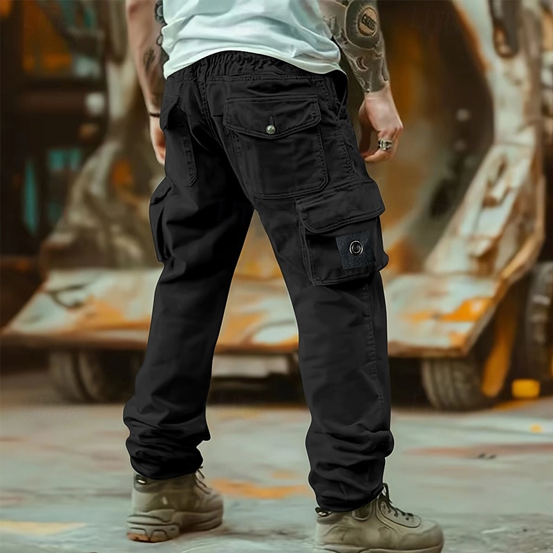 Men's Cargo Pants Trousers Casual Pants Drawstring Elastic Waist Straight Leg Plain Comfort Soft Full Length Outdoor Casual Daily Fashion Streetwear Black Green 2025 - $28.99 –P3