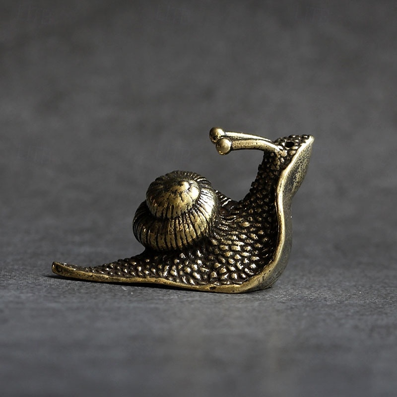 messing slak dierenbeeldjes, retro puur koperen mini slak beeldje ornamenten bureau antieke messing thee huisdier collectie huisdecoraties voor woonkamer 2025 - $6.49 –P1