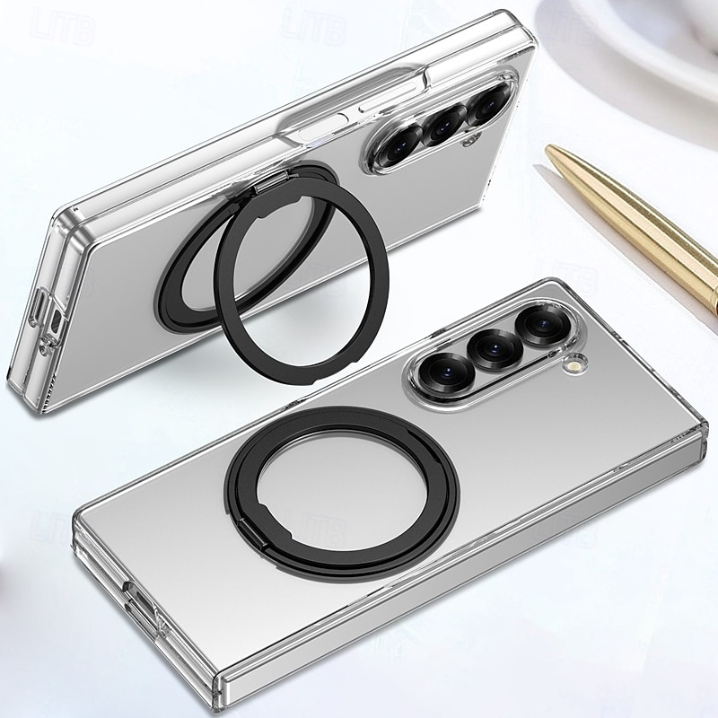 Phone Case For Samsung Galaxy Z Fold 6 Back Cover with Stand Holder Transparent Support Wireless Charging PC 2025 - $26.99 –P6