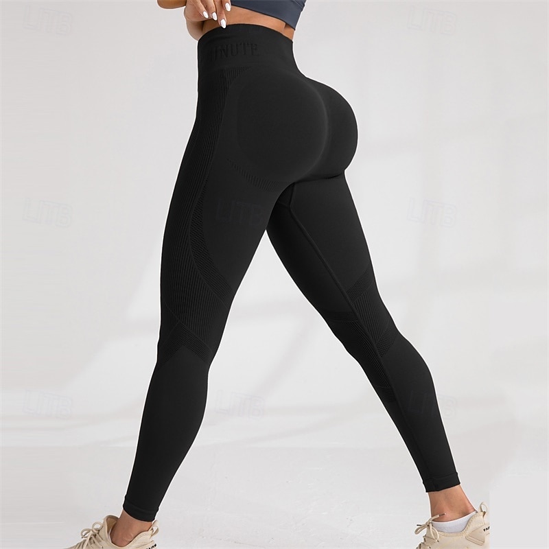 Mujer Pantalones de yoga Mallas Leggings de Yoga Levantamiento de tope Control de barriga Alta cintura Pilates Entrenamiento de gimnasio Rutina de ejercicio Mallas Leggings Color sólido Negro Rosa 2025 - $18.99 –P7