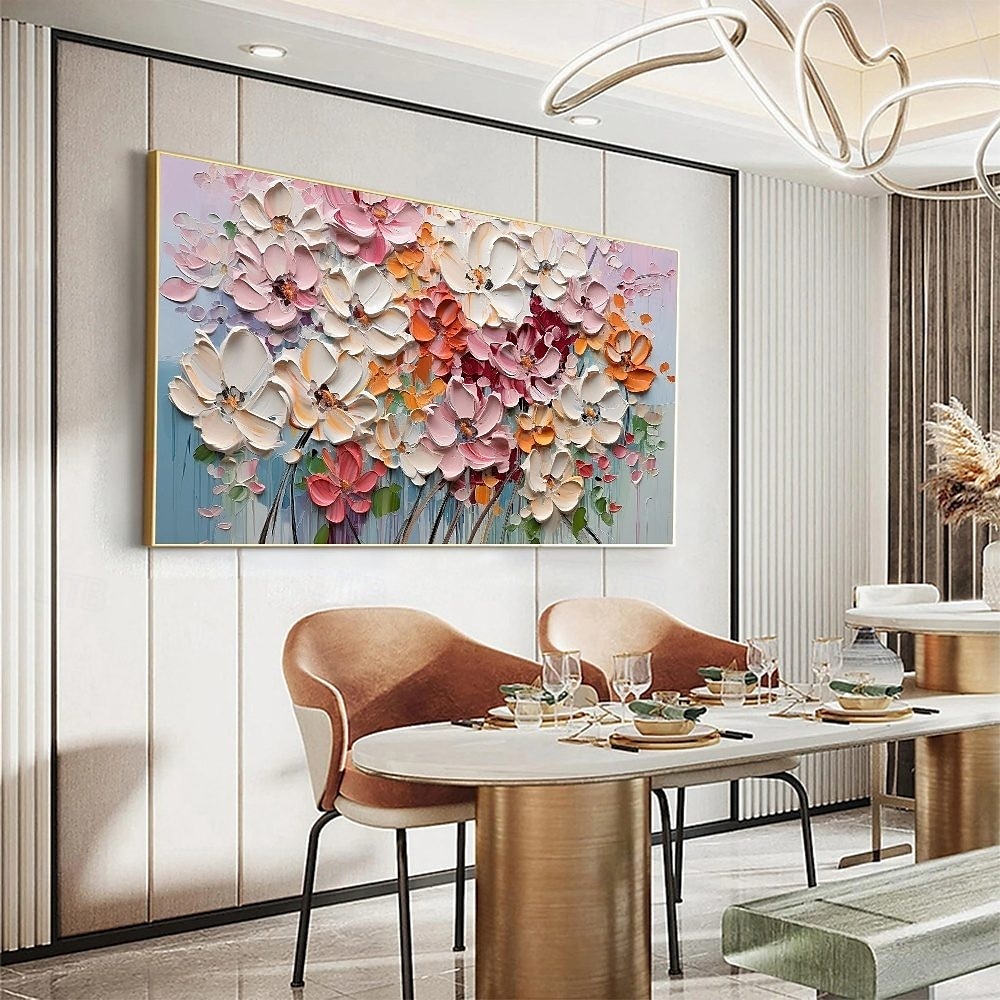 3D-Blumenölgemälde, handgemaltes 3D-Blumengemälde, handgefertigtes Palettenmesser, Blumen-Ölgemälde, Wandkunst, großes 3D-Strukturgemälde, moderne dekorative Gemälde, impressionistisches abstraktes 2025 - $69.99 –P3