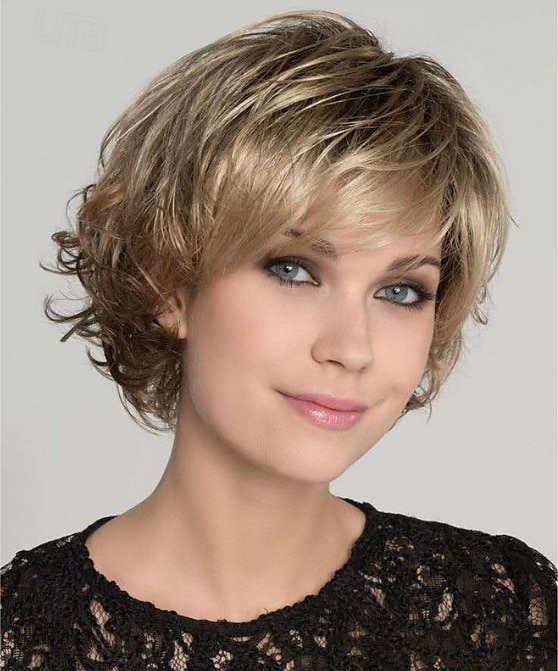 Synthetische Perücken Locken Mit Pony Perücke Kurz Ombre Blond Synthetische Haare Damen Blond 2026 - $18.99 –P3