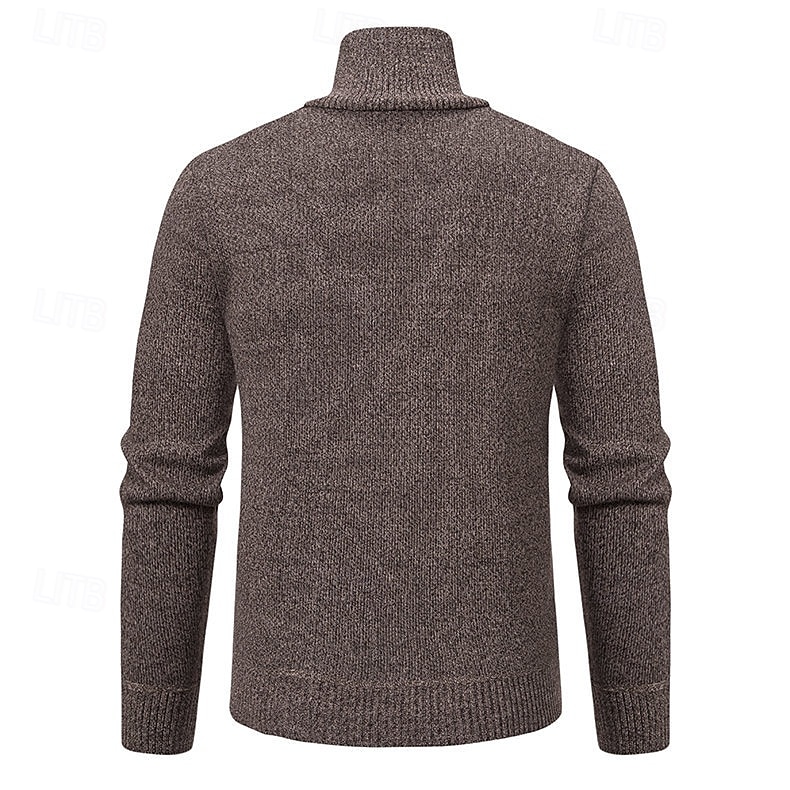 Herre Genser Tykk Strikke Lomme Halv glidelås Helfarge Høy krage Elegant Årgang Formell Hjem Klær Biskop Høst Vinter Rød Navyblå S M L 2025 - $27.99 –P12