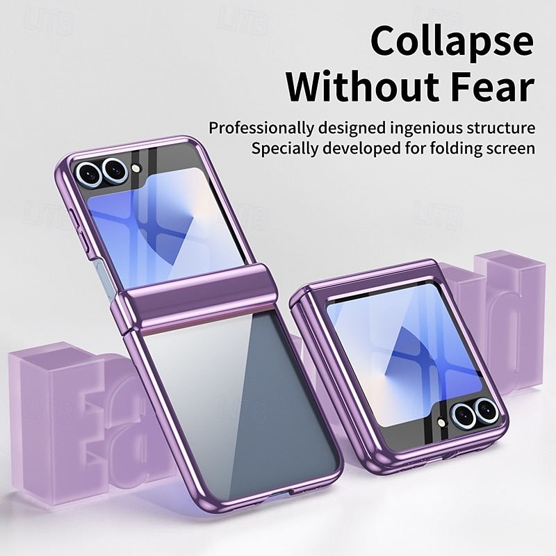 Phone Case For Z Flip 6 Z Flip 5 Back Cover with Screen Protector Shockproof Retro Plating 2025 - $25.99 –P4