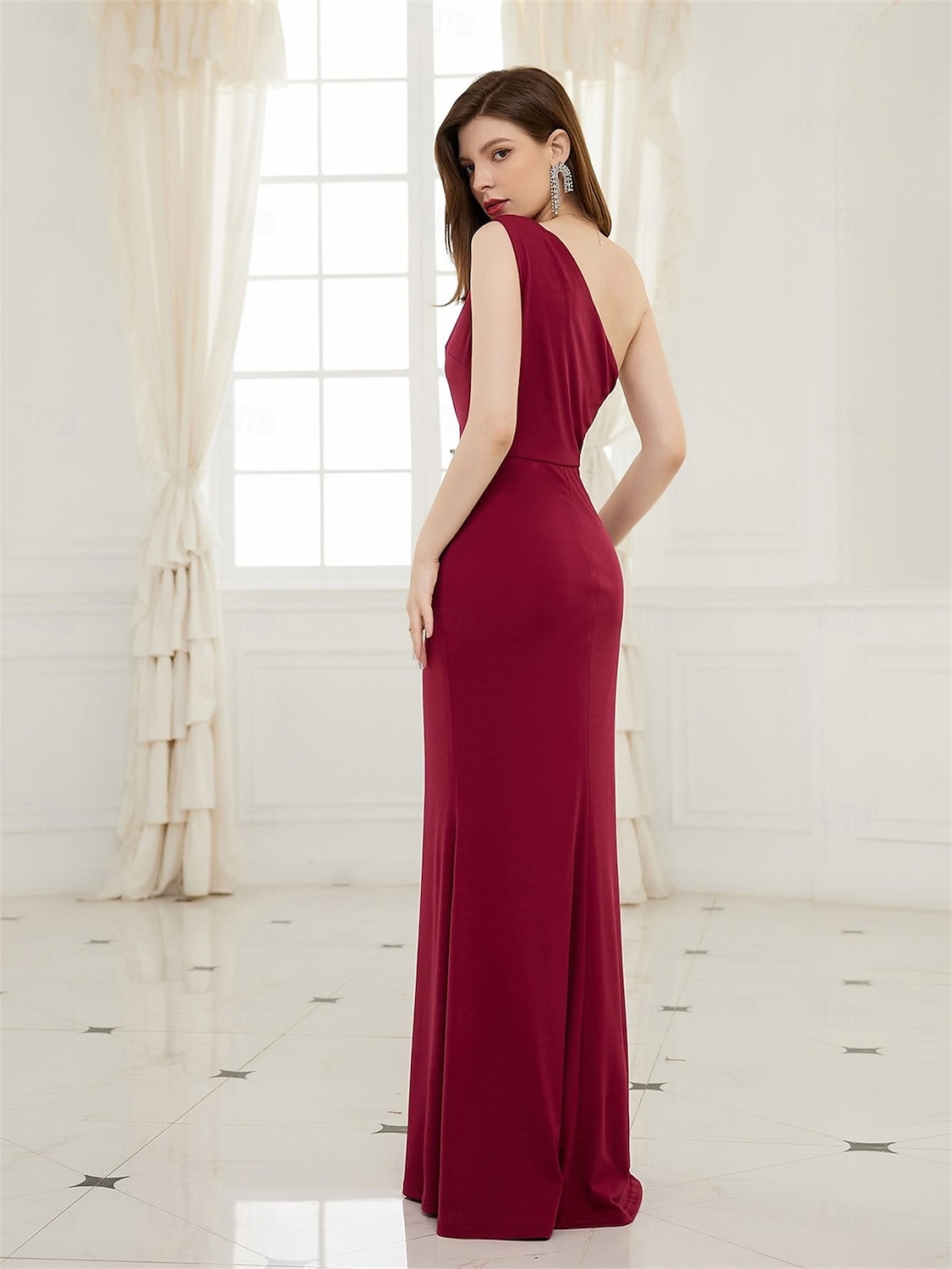 Meerjungfrau Abendkleid Elegantes Kleid Formell Bodenlang Ärmellos Ein-Schulter-Tasche Stretch-Crepé mit Glitzer-Pailletten 2025 - $87.99 –P2