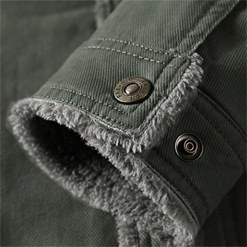 Herren Winterjacke Fleecejacke Freizeitjacke Täglich Urlaub warm Tasche Vlies Herbst Winter Glatt Modisch Strassenmode Kargen Standard Khaki Armeegrün Dunkelblau Jacken 2025 - $66.99 –P6