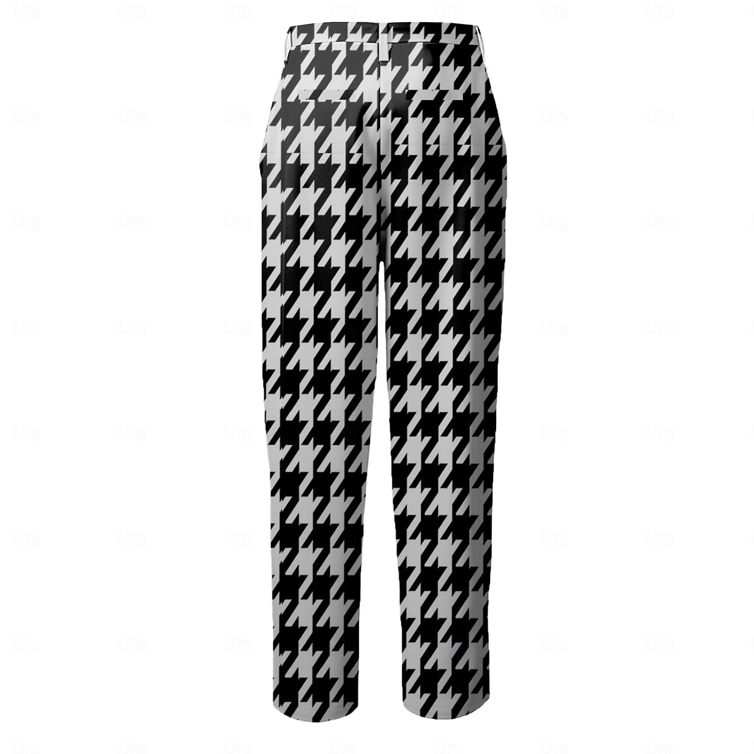 Homens Houndstooth Social Cintura Média Business casual Formal Dia a Dia Zíper Bolsos Verão Primavera Outono Impressão 3D Preto e Branco de 2026 por $31.99 –P2