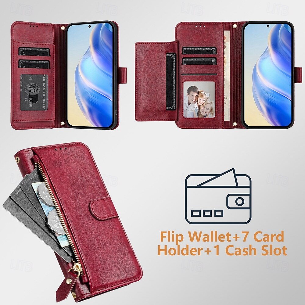Чехол для iPhone 16 Pro Max Plus iPhone 15 Pro Max Plus iPhone 14 13 12 11 Pro Max Plus X XR XS бумажник с подставкой молния полная защита тела ретро TPU PU кожа 2025 - $22.99 –P7