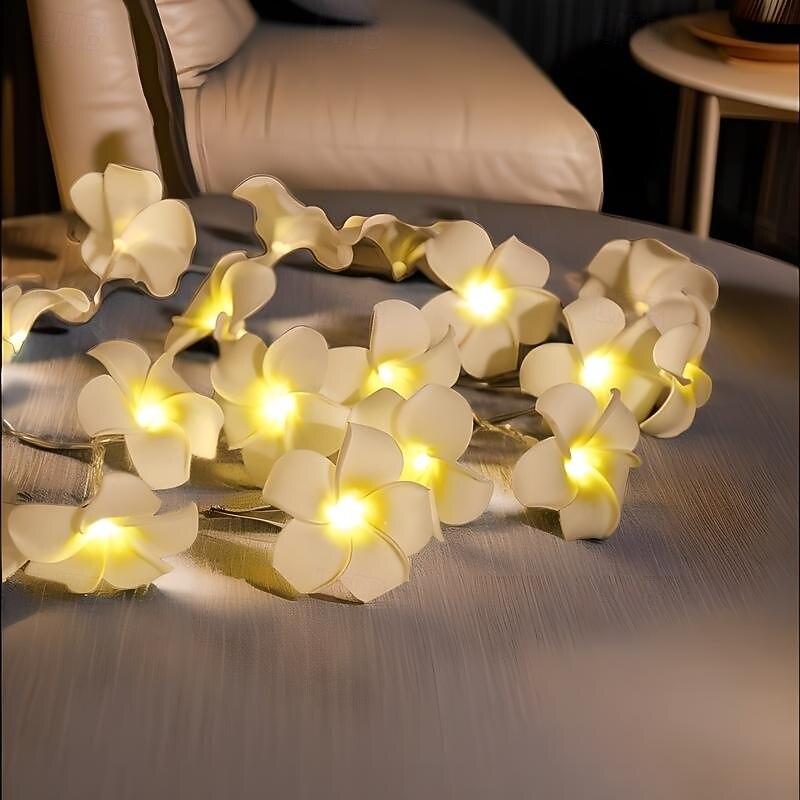 3m 20 led frangipani blomsterslyngelys, eventyrlys krans for julehjem, bryllup og festdekor, utendørs kransbelysning 2025 - $22.99 –P12