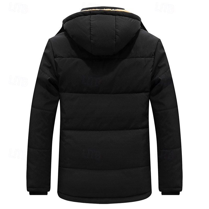 Homme Manteau d'hiver Parka Poche Polyester Doublure Polaire Vacances Usage quotidien Rendez-vous Normal Mode Décontractées Confortable Chaud Automne hiver Couleur unie / unie Noir Doudoune de 2025 ? $58.99 –P2