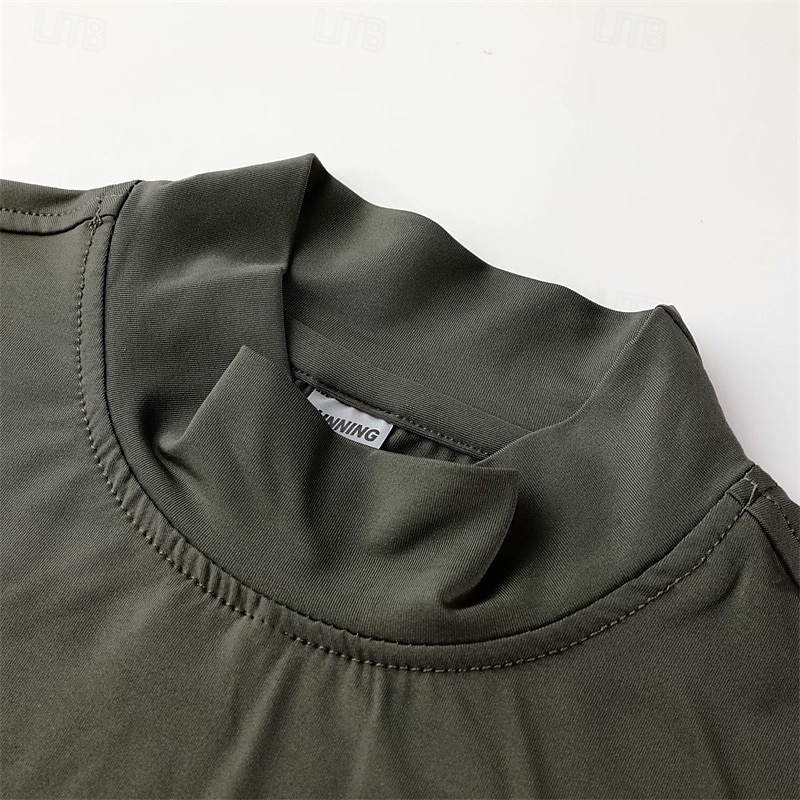 Voor heren Hardloopshirt Compressieshirt Lange mouw T-shirt Casual Sportkleding Herfst Hoge nek Ademend Sneldrogend Sportschooltraining Hardlopen Wandelen Sportkleding Sportkleding Effen 2025 - $20.99 –P12