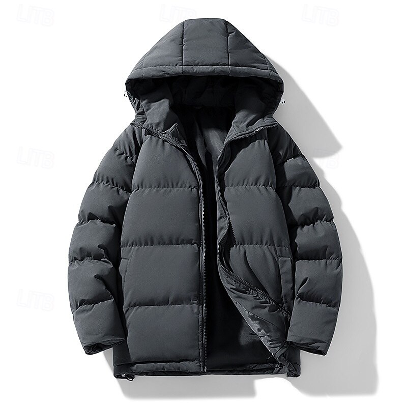 Herren Wintermantel puffer jacket Gefütterte Jacke Tasche Polyester Freizeitskleidung Verabredung Urlaub Standard Modisch Brautkleider schlicht Komfortabel warm Herbst Winter Solide / einfarbig 2025 - $45.99 –P14