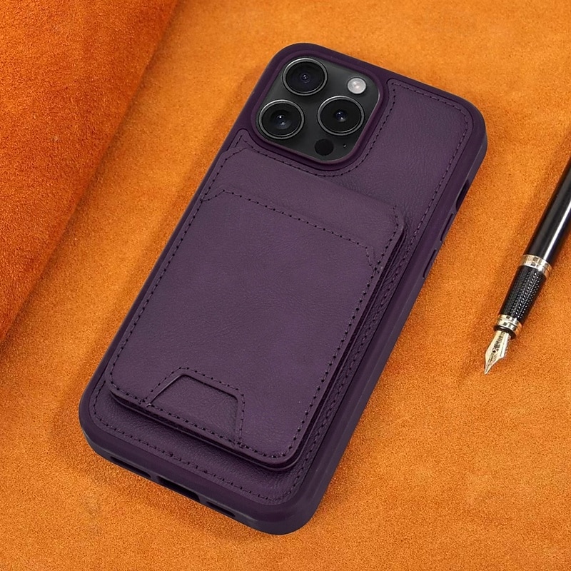 телефон Кейс для Назначение iPhone i16 15 14 Pro Max Plus 13 12 11 Pro Max Кейс на заднюю панель со стендом Магнитный Поддержка беспроводной зарядки Ретро ТПУ Кожа PU 2025 - $15.99 –P5