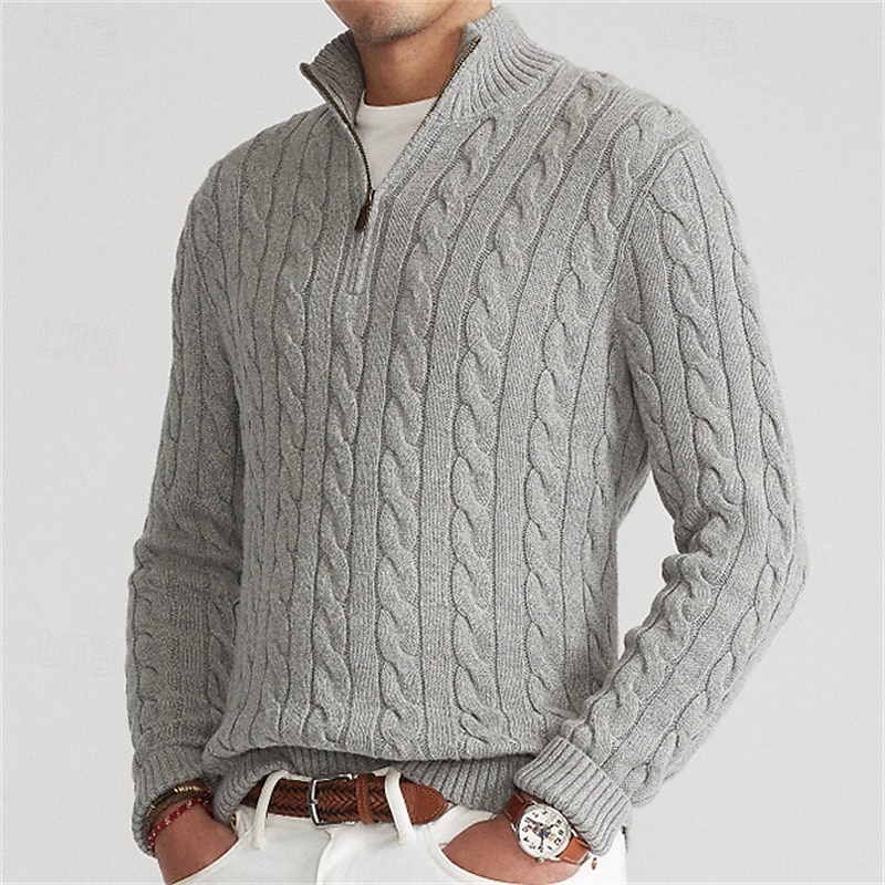 Herren Pullover Pullover mit Viertelreißverschluss Strickpullover Gerippt Stricken Standard Strick Glatt Troyer Halber Reißverschluss Modisch Brautkleider schlicht Freizeitskleidung Verabredung 2025 - $44.99 –P2