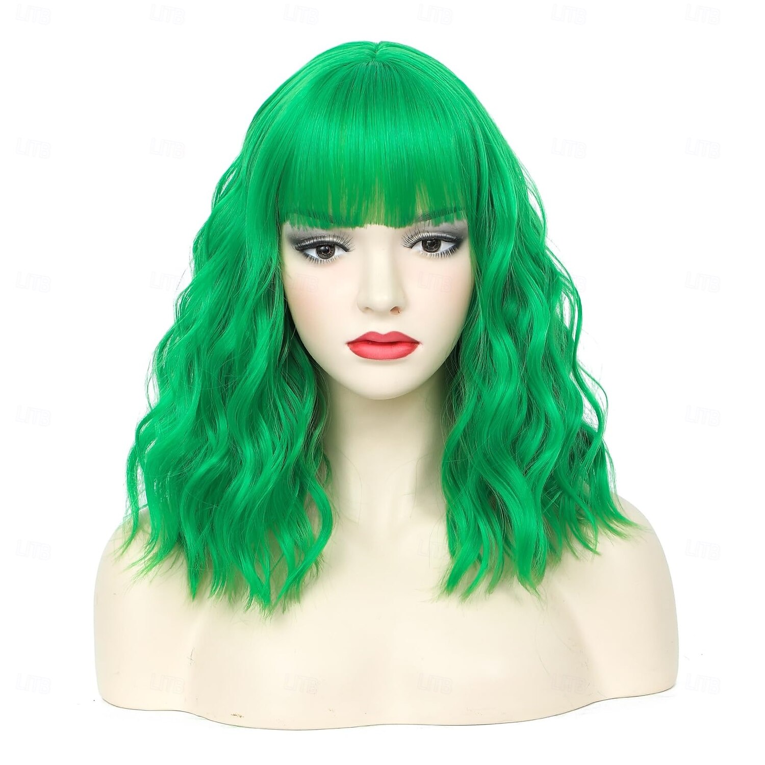 bob-peruukit naisille lyhyt kihara aaltoileva peruukki otsatukkalla olkapäiden pituus lyhyt bob-peruukki naisille tytöille synteettinen peruukki cosplay joulujuhlaperuukit St.patrickin päivän peruukit 2025 - $18.99 –P5