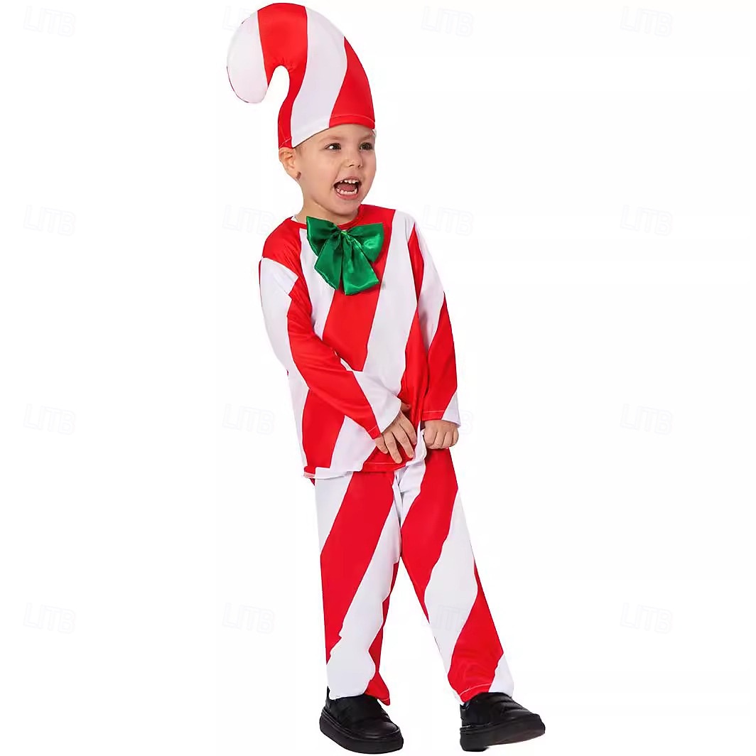 trestie de bomboane Costum Bărbați Băieți Crăciun Ajunul Craciunului Costum Cosplay Adulți Pentru copii Crăciun Vârf Pantaloni Guler Pălărie 2025 - $38.99 –P4