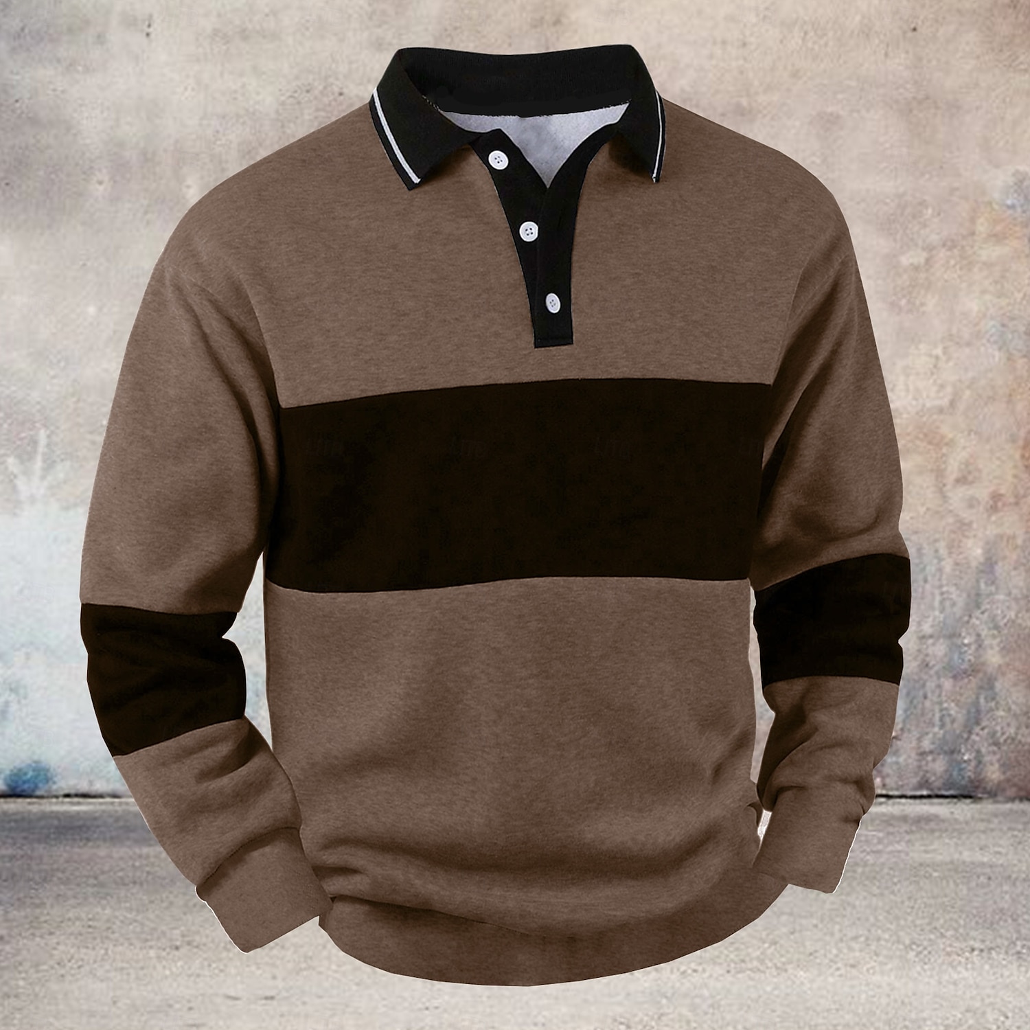 Herre Stripet Pullover Rugby Polo Rugby poloskjorter Langermet Poloskjorter Krage Årgang Fritid utendørs Gate Hverdag Knapper 3D-utskrift Vår Høst Vinter Rødbrun Svart Blå 2025 - $23.99 –P4