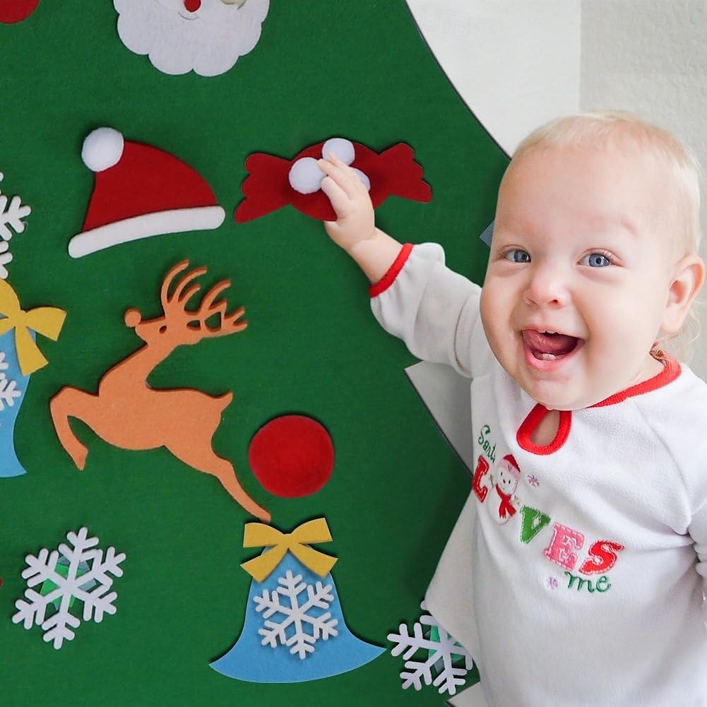 DIY Felt Christmas Tree Set with Ornaments for Kids, Xmas Gifts, New Year Door Wall Hanging Decorations 2025 - $19.49 –P6