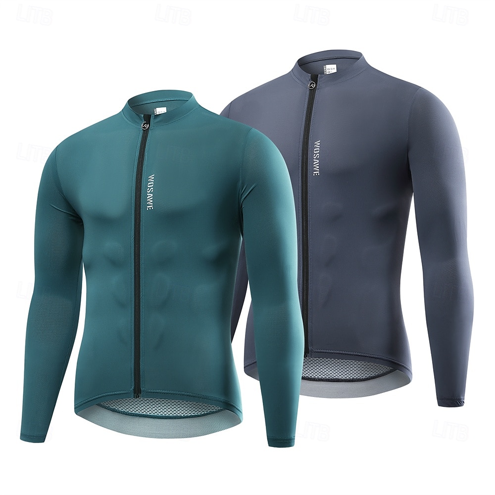 wosawe zomer heren fiets lange mouw top snel drogend ademend vocht afvoerend zweet afvoerend sport top fiets jersey bt286 2025 - $46.99 –P6