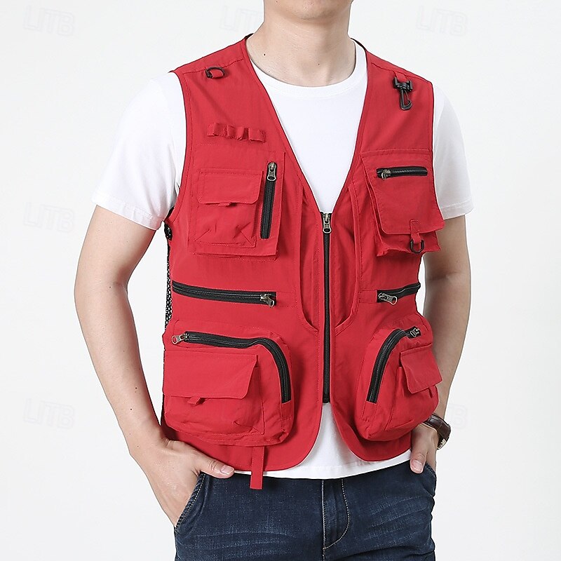 Herren Weste für Wanderer Wander-Fleeceweste Ärmellos Weste Außen Atmungsaktiv Komfortabel Tasche Polyester Schwarz Armeegrün Rot Jagd Angeln Klettern 2025 - $26.99 –P6