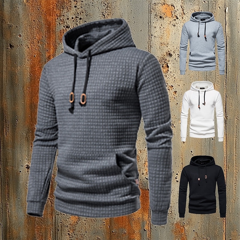 Per uomo Felpa a nido d'ape Maglione Nero Bianco Giallo Grigio chiaro Grigio scuro Con cappuccio Liscio Tasche Ufficio Sportivo Informale Attivo Vintage Fantastico Primavera Autunno Abbigliamento del 2025 a $27.99 –P1