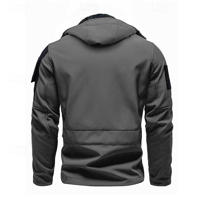 Herren Softshelljacke Wanderjacke Winter Draussen Farbblock Winddicht Wasserabweisend Windjacke Reisen Schwarz Armeegrün Grau 2025 - $55.99 –P2