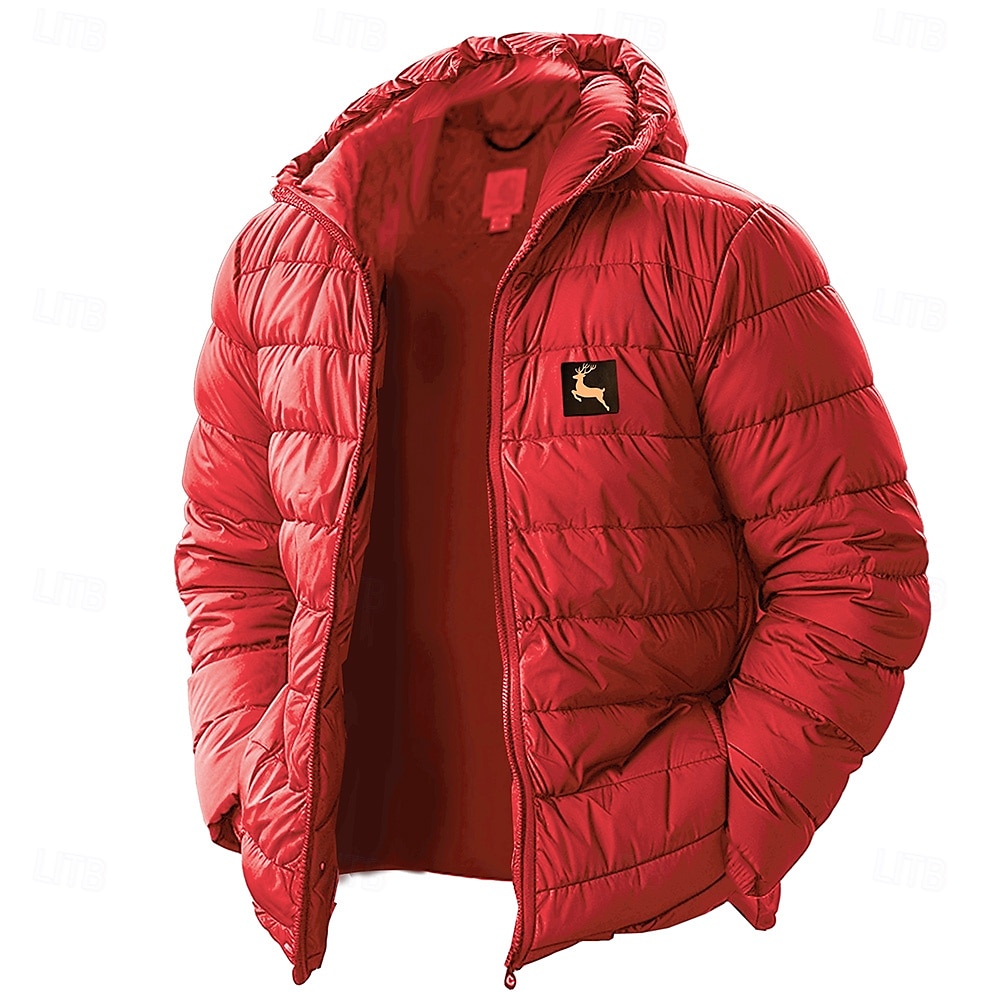 Homens Gráfico Rena Natal Baixa Casaco puffer Prova-de-Água Leve Casual Ao ar livre Diário Feriado Imprimir Outono Inverno Com Capuz Manga Longa Vermelho Azul Royal Verde Tropa de 2025 por $58.99 –P3