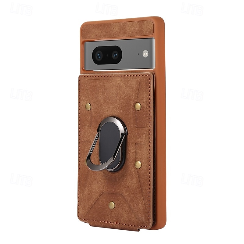 τηλέφωνο tok Για Pixel 7 Pixel 7 Pro Πίσω Κάλυμμα Βάση δαχτυλιδιών Ανθεκτική σε πτώσεις Ρετρό TPU PU δέρμα 2025 - $18.99 –P2