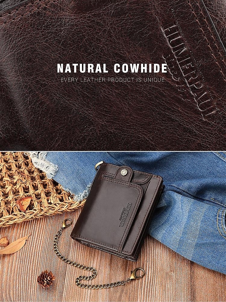 Men's Premium Cowhide RFID Blocking Wallet - Vintage Bifold Leather Wallet with Coin Zipper, Card Slots for Everyday Use 2025 - $26.99 –P4